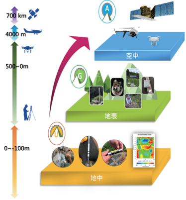 大規模崩塌現地監測儀器部屬示意圖