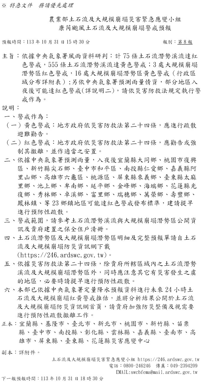 警戒預報單格式圖