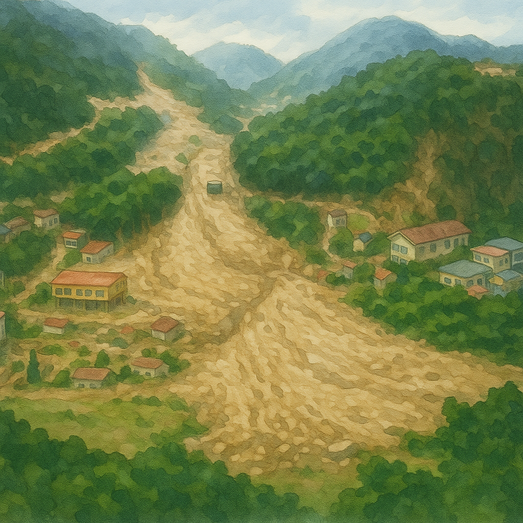 土石流發生徵兆示意照片